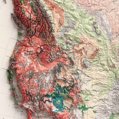1911 North America shaded relief map print with 3D effect fine art wall decor. VizCart from Vizart.