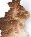 Piedmont (Italy) geo shaded relief elevation map printed on fine art paper close-up