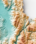 Umbria (Italy) spectral shaded relief elevation map printed on fine art paper close-up