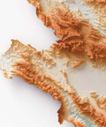 Abruzzo (Italy) spectral shaded relief elevation map printed on fine art paper close-up