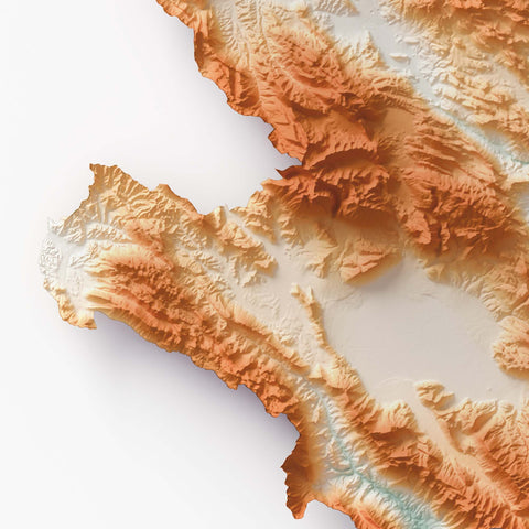 Abruzzo (Italy) spectral shaded relief elevation map printed on fine art paper close-up