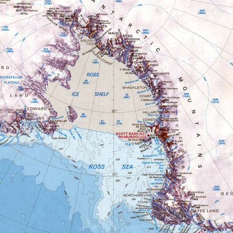 1986 Antarctica restored vintage topographic map reprinted on fine art paper. VizCart from VizArt.