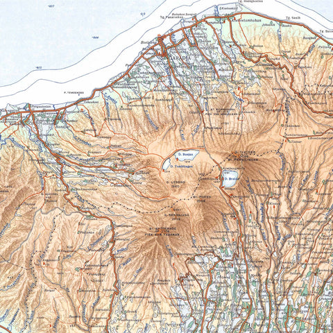 1935 Bali (Indonesia) restored vintage topographic map reprinted on fine art paper. VizCart from VizArt.