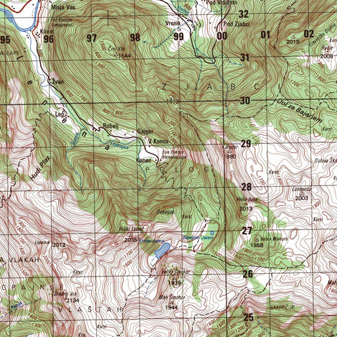 1987 Valley of Soča (Slovenia) restored vintage topographic map reprinted on fine art paper. VizCart from VizArt.