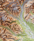 Denali National Park (Alaska, USA), Topographic map - 1986, 2D printed shaded relief map with 3D effect of a 1986 topographic map of Denali National Park (Alaska, USA). Shop our beautiful fine art printed maps on supreme Cotton paper. Vintage maps digitally restored and enhanced with a 3D effect. VizCart from Vizart