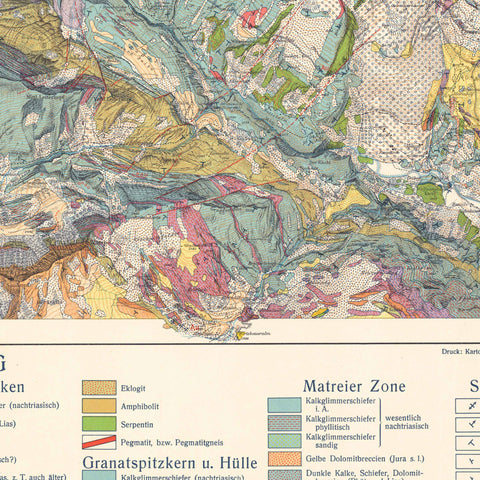 1939 Grossglockner (Austria) restored vintage geological map reprinted on fine art paper. VizCart from VizArt.