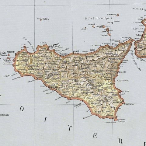 1922 Italy restored vintage topographic map reprinted on fine art paper. VizCart from VizArt.