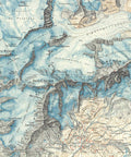 1928 Matterhorn and Mount Rosa (Italy) restored vintage topographic map reprinted on fine art paper. VizCart from VizArt.