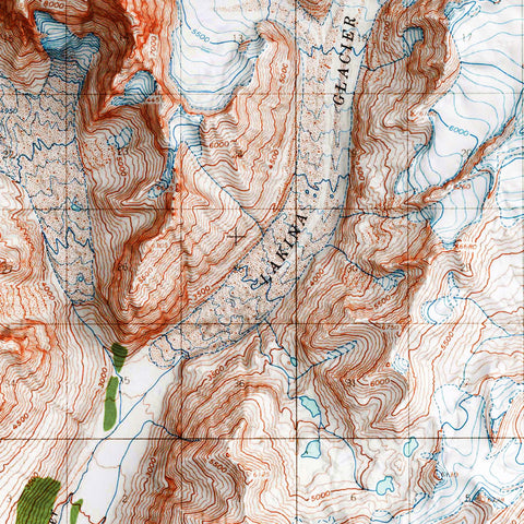 Mt Blackburn (Alaska, USA), Topographic map - 1966, 2D printed shaded relief map with 3D effect of a 1966 topographic map of Mt Blackburn (Alaska, USA). Shop our beautiful fine art printed maps on supreme Cotton paper. Vintage maps digitally restored and enhanced with a 3D effect. VizCart from Vizart