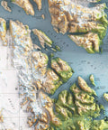 1979 Mount Fairweather (Alaska, USA) shaded relief map print with 3D effect fine art wall decor. VizCart from Vizart