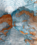 Mt Sanford (Alaska, USA), Topographic map - 1964, 2D printed shaded relief map with 3D effect of a 1964 topographic map of Mt Sanford (Alaska, USA). Shop our beautiful fine art printed maps on supreme Cotton paper. Vintage maps digitally restored and enhanced with a 3D effect. VizCart from Vizart