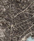 Naples (Italy), City map - 1943, 2D printed shaded relief map with 3D effect of a 1943 city map of Naples. Shop our beautiful fine art printed maps on supreme Cotton paper. Vintage maps digitally restored and enhanced with a 3D effect. VizCart from Vizart