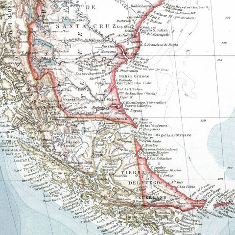 1925 Patagonia restored vintage topographic map reprinted on fine art paper. VizCart from VizArt.