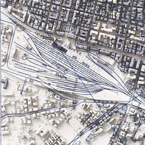 1944 Pescara (Italy) restored vintage city map reprinted on fine art paper. Vizcart from Vizart