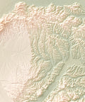 Piedmont (Italy) geo shaded relief elevation map printed on fine art paper close-up