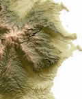 Sicily (Italy), Elevation tint - Geo, 2D printed shaded relief map with 3D effect of Sicily (Italy) with geo hypsometric tint. Shop our beautiful fine art printed maps on supreme Cotton paper. Vintage maps digitally restored and enhanced with a 3D effect., VizCart from Vizart
