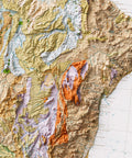 1950 South America shaded relief map print with 3D effect fine art wall decor. VizCart from Vizart.
