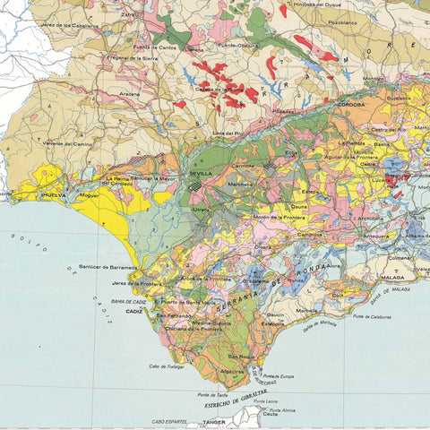 1966 Spanish peninsula and Baleares restored vintage soil map reprinted on fine art paper. VizCart from VizArt.