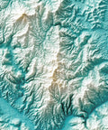 Umbria (Italy) spectral shaded relief elevation map printed on fine art paper close-up