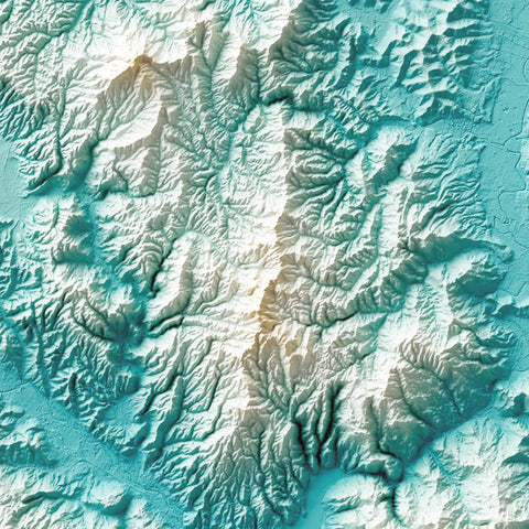 Umbria (Italy) spectral shaded relief elevation map printed on fine art paper close-up