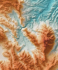 Abruzzo (Italy) spectral shaded relief elevation map printed on fine art paper close-up