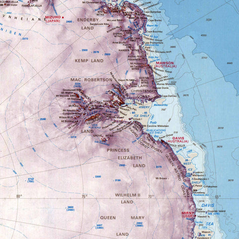 1986 Antarctica restored vintage topographic map reprinted on fine art paper. VizCart from VizArt.