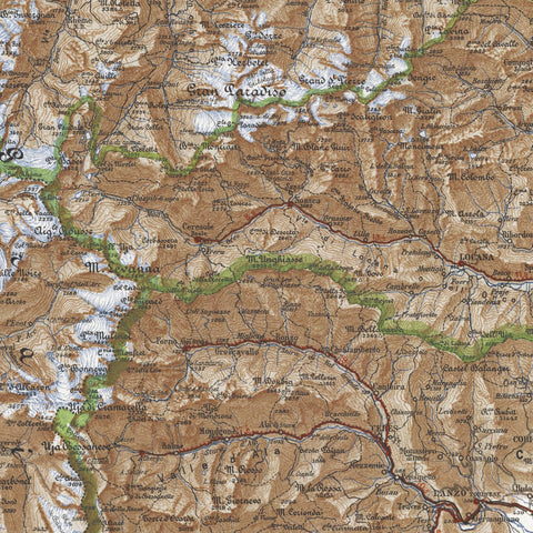 1930 Aosta and Turin (Italy) restored vintage topographic map reprinted on fine art paper. VizCart from VizArt.