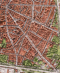 Bologna (Italy), City map - 1890, 2D printed shaded relief map with 3D effect of a 1890 city map of Bologna. Shop our beautiful fine art printed maps on supreme Cotton paper. Vintage maps digitally restored and enhanced with a 3D effect. VizCart from Vizart