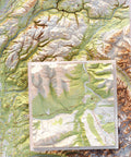 Denali National Park (Alaska, USA), Topographic map - 1986, 2D printed shaded relief map with 3D effect of a 1986 topographic map of Denali National Park (Alaska, USA). Shop our beautiful fine art printed maps on supreme Cotton paper. Vintage maps digitally restored and enhanced with a 3D effect. VizCart from Vizart