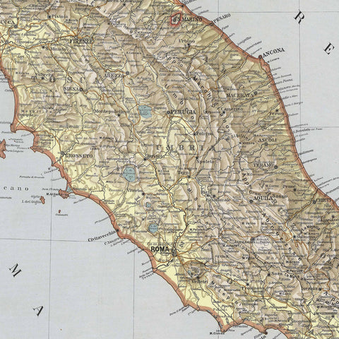 1922 Italy restored vintage topographic map reprinted on fine art paper. VizCart from VizArt.