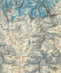 1928 Matterhorn and Mount Rosa (Italy) restored vintage topographic map reprinted on fine art paper. VizCart from VizArt.