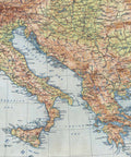 1937 Mediterranean Sea restored vintage topographic map reprinted on fine art paper. VizCart from VizArt.