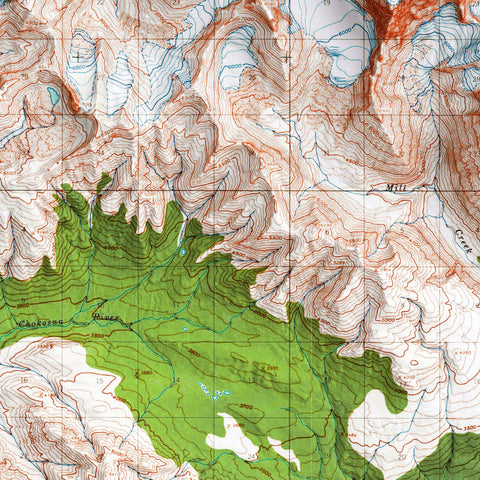 Mt Blackburn (Alaska, USA), Topographic map - 1966, 2D printed shaded relief map with 3D effect of a 1966 topographic map of Mt Blackburn (Alaska, USA). Shop our beautiful fine art printed maps on supreme Cotton paper. Vintage maps digitally restored and enhanced with a 3D effect. VizCart from Vizart