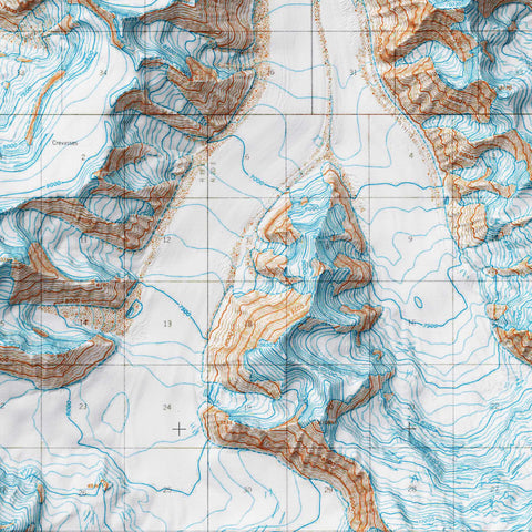 Mt University Peak (Alaska, USA), Topographic map - 1966, 2D printed shaded relief map with 3D effect of a 1966 topographic map of Mt University Peak (Alaska, USA). Shop our beautiful fine art printed maps on supreme Cotton paper. Vintage maps digitally restored and enhanced with a 3D effect. VizCart from Vizart