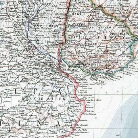1925 Patagonia restored vintage topographic map reprinted on fine art paper. VizCart from VizArt.