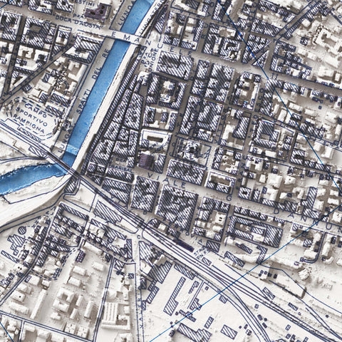 1944 Pescara (Italy) restored vintage city map reprinted on fine art paper. Vizcart from Vizart