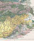 1891 Pyrenees (France, Spain) restored vintage geological map reprinted on fine art paper. Vizcart from Vizart