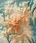 Sardinia (Italy) spectral shaded relief elevation map printed on fine art paper close-up