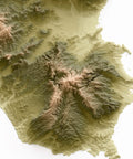 Sicily (Italy), Elevation tint - Geo, 2D printed shaded relief map with 3D effect of Sicily (Italy) with geo hypsometric tint. Shop our beautiful fine art printed maps on supreme Cotton paper. Vintage maps digitally restored and enhanced with a 3D effect., VizCart from Vizart