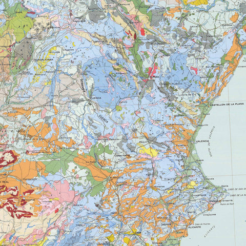 1966 Spanish peninsula and Baleares restored vintage soil map reprinted on fine art paper. VizCart from VizArt.