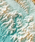 Umbria (Italy) spectral shaded relief elevation map printed on fine art paper close-up