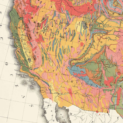1874 United States of America restored vintage geological map reprinted on fine art paper. VizCart from VizArt.