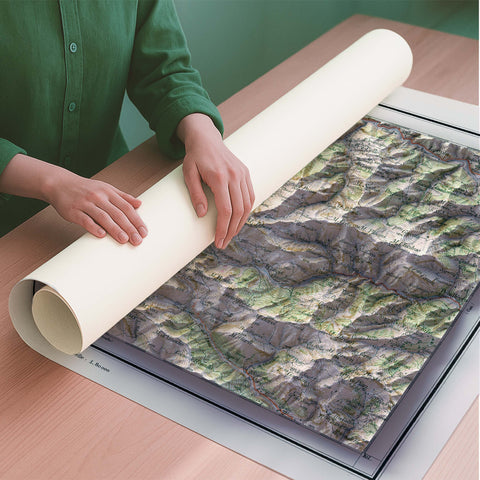 Acceglio (Italy) 1899 topographic restored antique shaded relief map print on fine art paper rolled poster ready for shipping