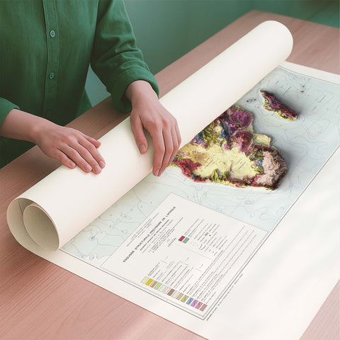 1958 Africa Geological map - shaded relief 2D terrain print on fine art cotton paper by VizCart