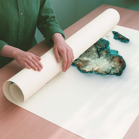 Africa Spectral elevation tint -  shaded relief 2D terrain print on fine art cotton paper by VizCart