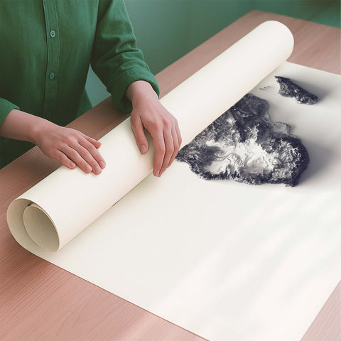 Africa white shaded relief elevation map printed on fine art paper rolled poster ready for shipping