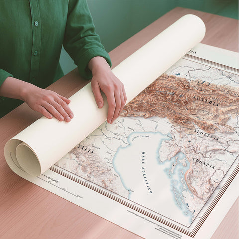 Alps 2025 topographic restored antique shaded relief map print on fine art paper rolled poster ready for shipping