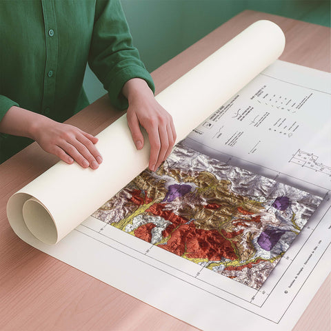 Alta Cordillera de los Andes (Chile) 1964 geological restored antique shaded relief map print on fine art paper rolled poster ready for shipping