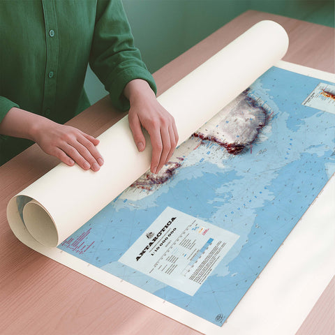 Antarctica 1986 topographic restored antique shaded relief map print on fine art paper rolled poster ready for shipping