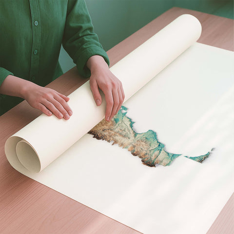 Argentina spectral shaded relief elevation map printed on fine art paper rolled poster ready for shipping